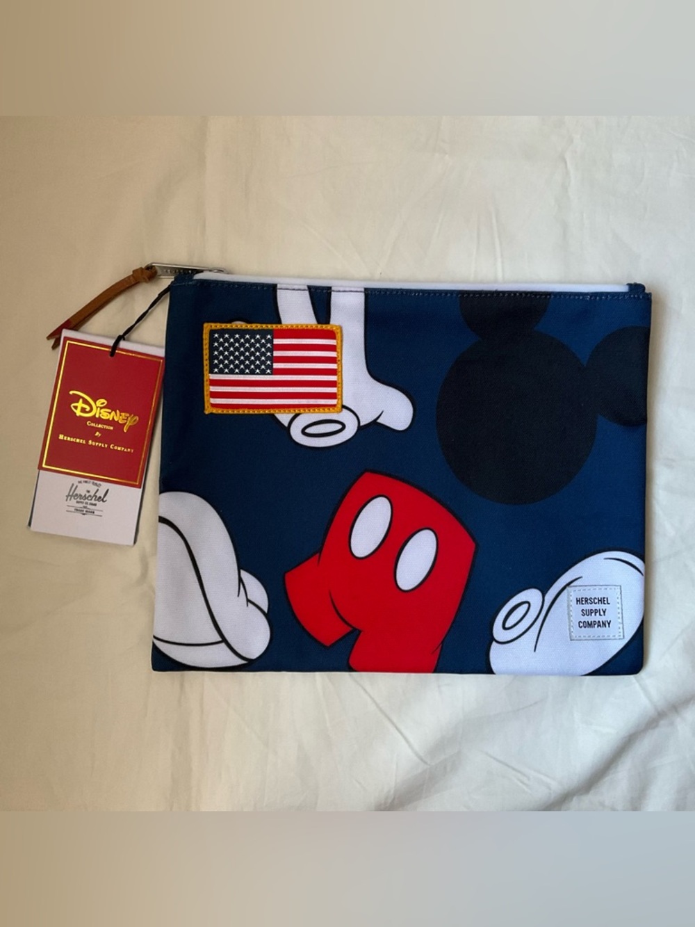 New Herschel Disney Mickey Mouse Network Pouch Large Navy